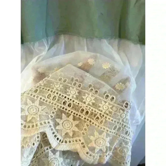 NWT Hayden Los Angeles Layered Cotton/Lace Sage Green Cream Size M Babydoll top - Picture 4 of 5